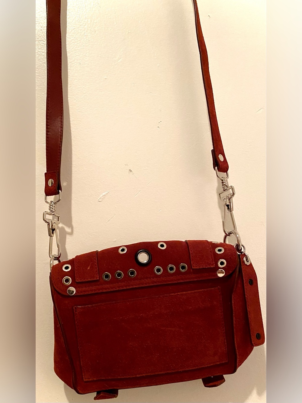 Proenza Schouler Midnight Plum PS1 Mini  Crossbody Suede+Grommet Bag - Picture 12 of 15